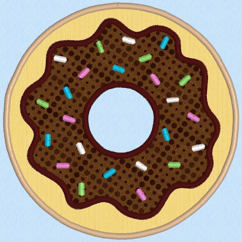 Donut Applique Embroidery Design Doughnut With Sprinkles Three Sizes Etsy