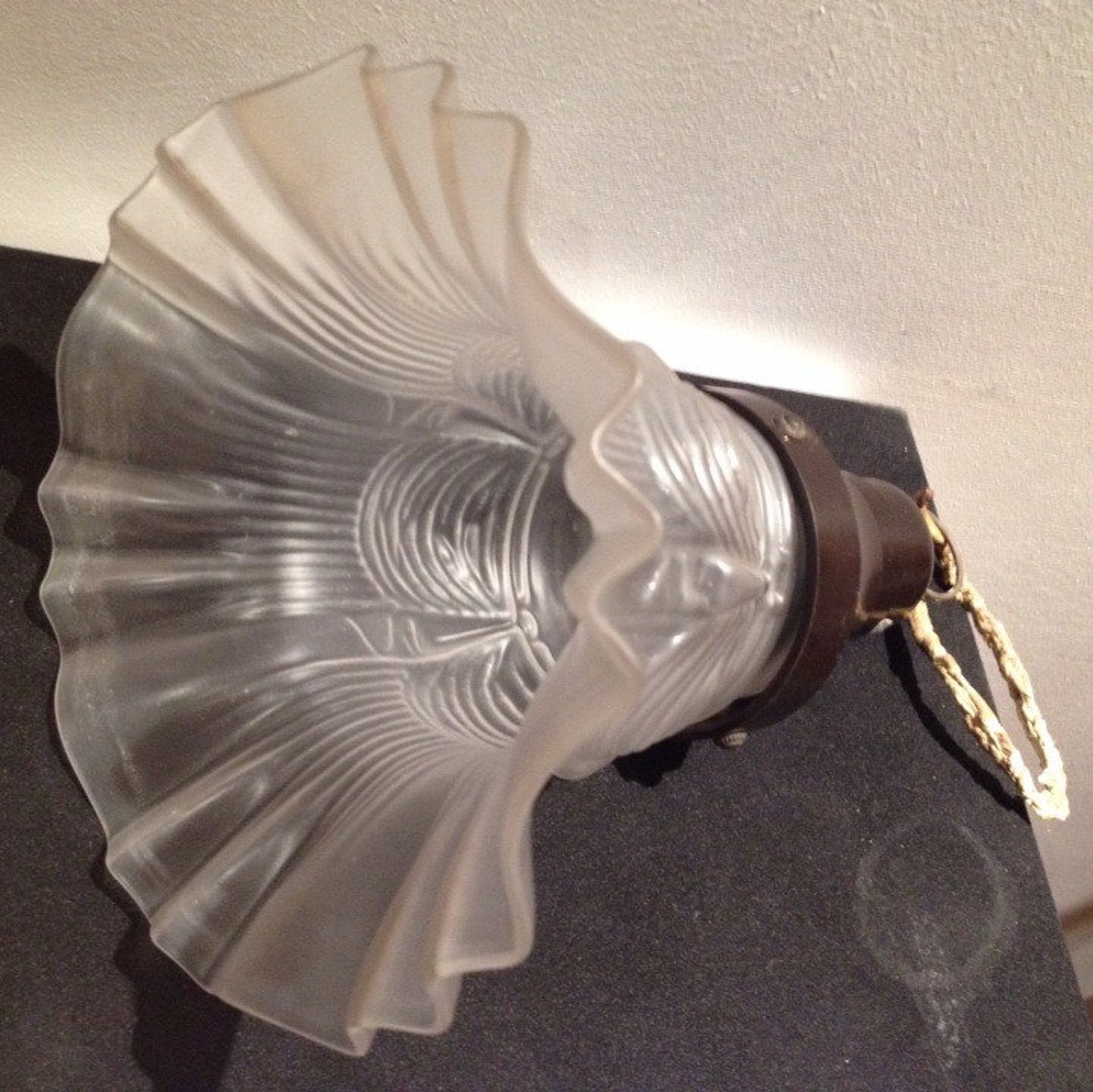 Vintage Art Deco Glass Lamp Shade With Bakelite Fittings Etsy