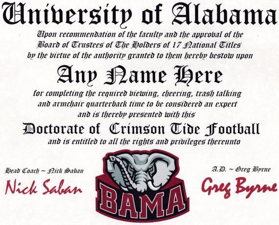 look out for best sale outlet on sale ALABAMA CRIMSON TIDE football fan certificate diploma gift | Etsy look out for best sale outlet on sale ALABAMA CRIMSON TIDE football fan certificate diploma gift | Etsy