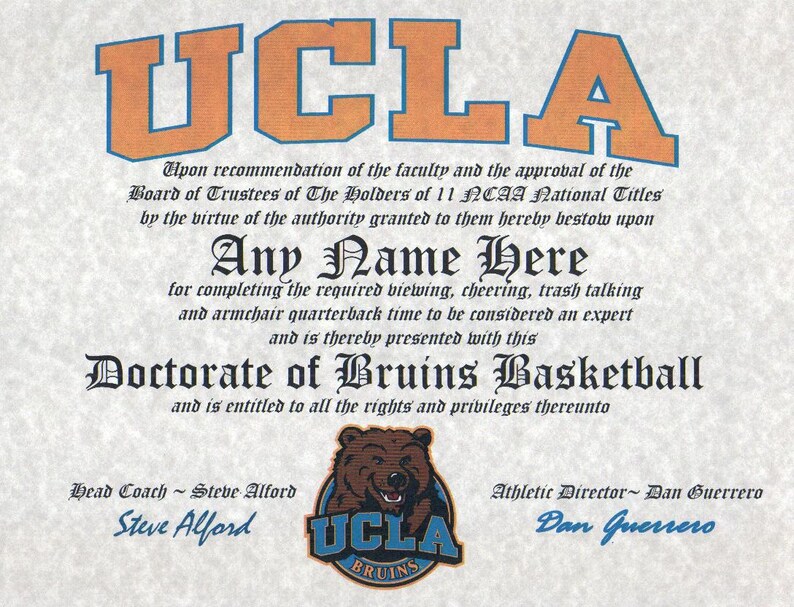 OREGON DUCKS BASKETBALL FAN CERTIFICATE ~ DIPLOMA ~ GIFT~ MAN CAVE ~FAN GIFT