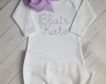 Newborn Baby Girl Coming Home Outfit, Baby Shower Gift Set, Personalized Baby Reveal Gown