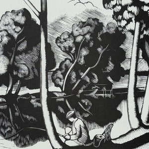 John Nash (1893-1977) Woodcut Print - The Fisherman, 1931 - Available Mounted And Matted - 10 x 8 Inches