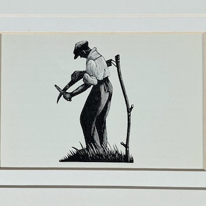 1935 Original Vintage Clare Leighton Wood Engraving 'sharpening