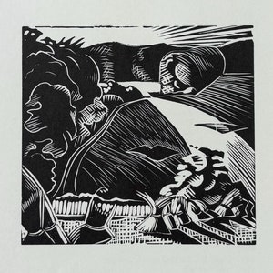 John Nash (1893-1977) Woodcut Print - The Cornfield, 1909 - Available Mounted And Matted - 8 x 8 Inches