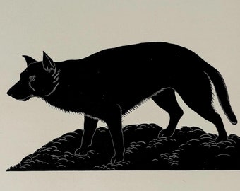 1928 Original Vintage Eric Fitch Daglish Animal Woodcut - Wild
