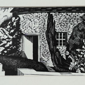 John Nash (1893-1977) Woodcut Print - A Gloucestershire Cottage, 1922  - Available Mounted And Matted - 10 x 8 Inches