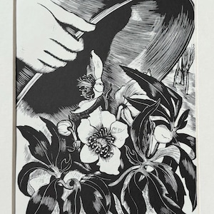John Nash (1893-1977) Woodcut Print - Winter Flowers And Faces, 1935 - Available Mounted And Matted - 10 x 8 Inches