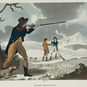1960 Original Large Vintage Country Sporting Print - Snipe Shooting - 16 x 11..5 Inches