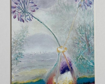 Winifred Nicholson (1893-1981) Gemälde Druck - Zwei Agapanthus, 1980 - Montiert & Mattiert In Einer Auswahl Von Farben - 26 x 20 cm