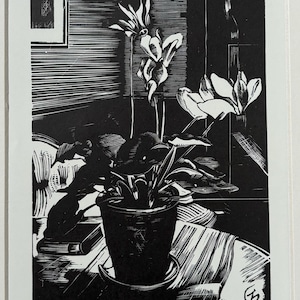 John Nash (1893-1977) Woodcut Print - Cyclamen, 1924 - Available Mounted And Matted - 10 x 8 Inches