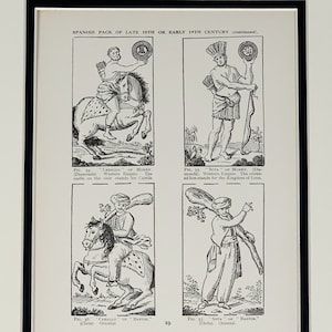 1931 Original Vintage Print Of A Spanish Pack Of Playing Cards 18th/19th Century Mounted And Matted In A Choice Of Colours - 10 x 8&quot;