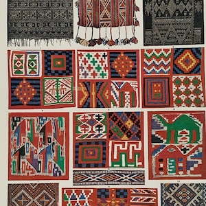 Circa 1925 Original Vintage Large Coloured Lithograph Print Of Decorative Pieces From North West Africa - 14 x 11 Inches