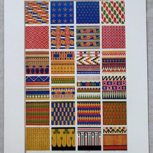 1868 Original Antique Large Chromolithograph - Egyptian - Decorative Art - Owen Jones - Available Mounted & Matted - 14 x 11 Inches