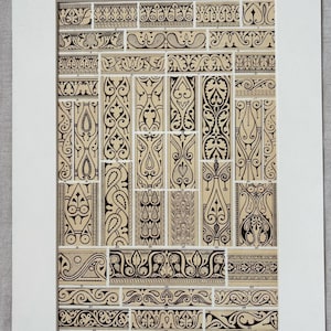 1868 Original Antique Large Chromolithograph - Arabian - Decorative Art - Owen Jones - Available Mounted & Matted - 14 x 11 Inches