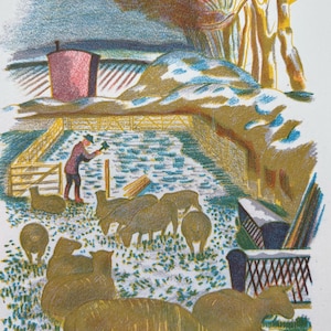 1939 Original Vintage John Nash Chromolithograph - 8.5 x 5.25 Inches