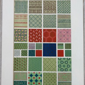 1868 Original Antique Large Chromolithograph - Chinese - Decorative Art - Owen Jones - Available Mounted & Matted - 14 x 11 Inches