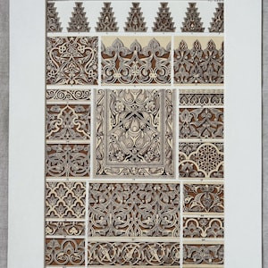 1868 Original Antique Large Chromolithograph - Arabian - Decorative Art - Owen Jones - Available Mounted & Matted - 14 x 11 Inches