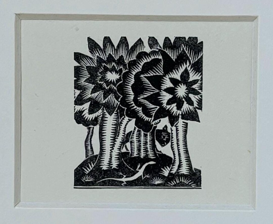 1925年 オリジナル ヴィンテージ アラン ボールド 木版画 イラスト