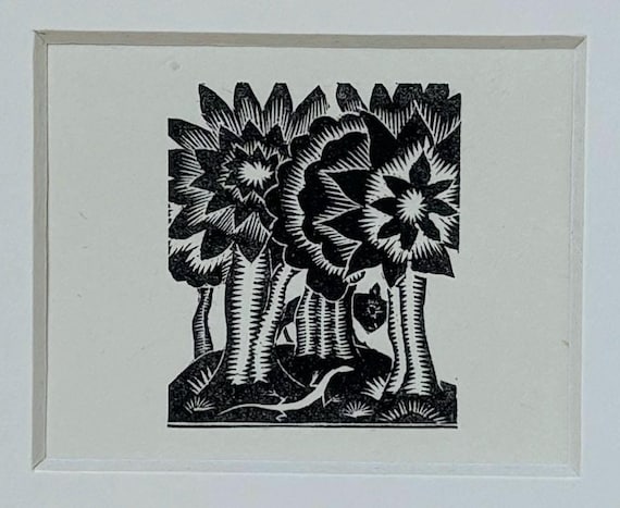 1925年 オリジナル ヴィンテージ アラン ボールド 木版画 イラスト