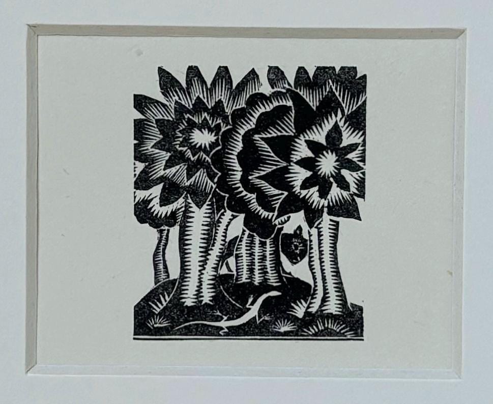1925年 オリジナル ヴィンテージ アラン ボールド 木版画 イラスト