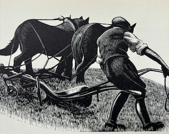 1937 Original Vintage Clare Leighton Wood Engraving Print 'turning