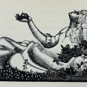 1937 Original Vintage Clare Leighton Wood Engraving Print &#39;The Lady Caroline Bramleigh&#39; - 6.5 x 3 Inches