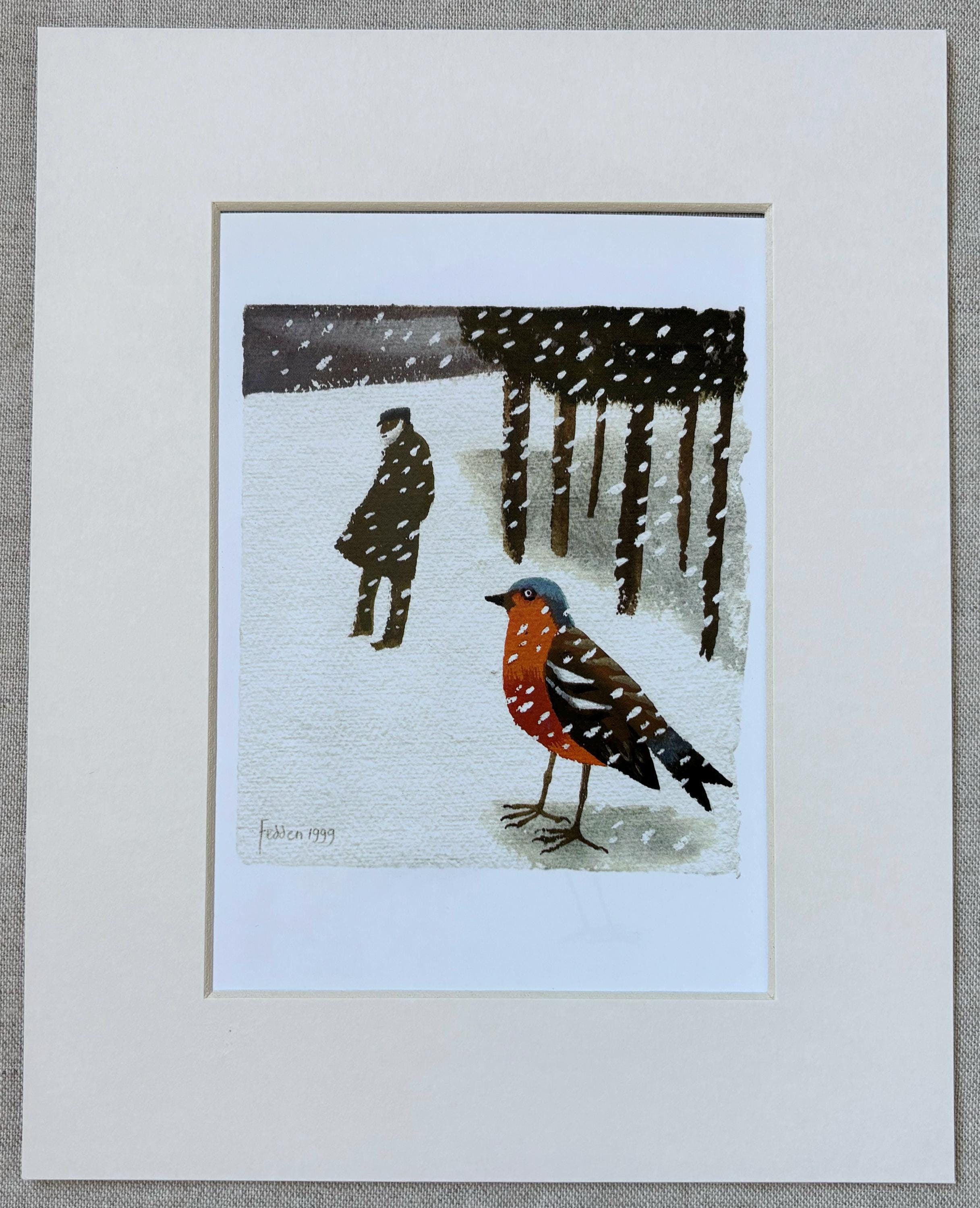 Vintage Mary Fedden Bird Print - Chaffinch - Mounted & Matted in A