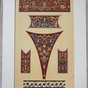 1868 Original Antique Large Chromolithograph - Italian - Decorative Art - Owen Jones - Available Mounted & Matted - 14 x 11 Inches