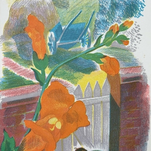 1939 Original Vintage John Nash Chromolithograph - 8.5 x 5.25 Inches
