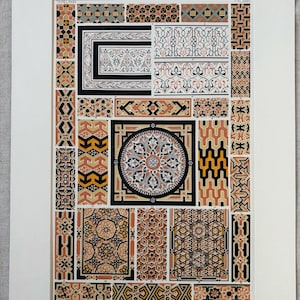 1868 Original Antique Large Chromolithograph - Arabian - Decorative Art - Owen Jones - Available Mounted & Matted - 14 x 11 Inches