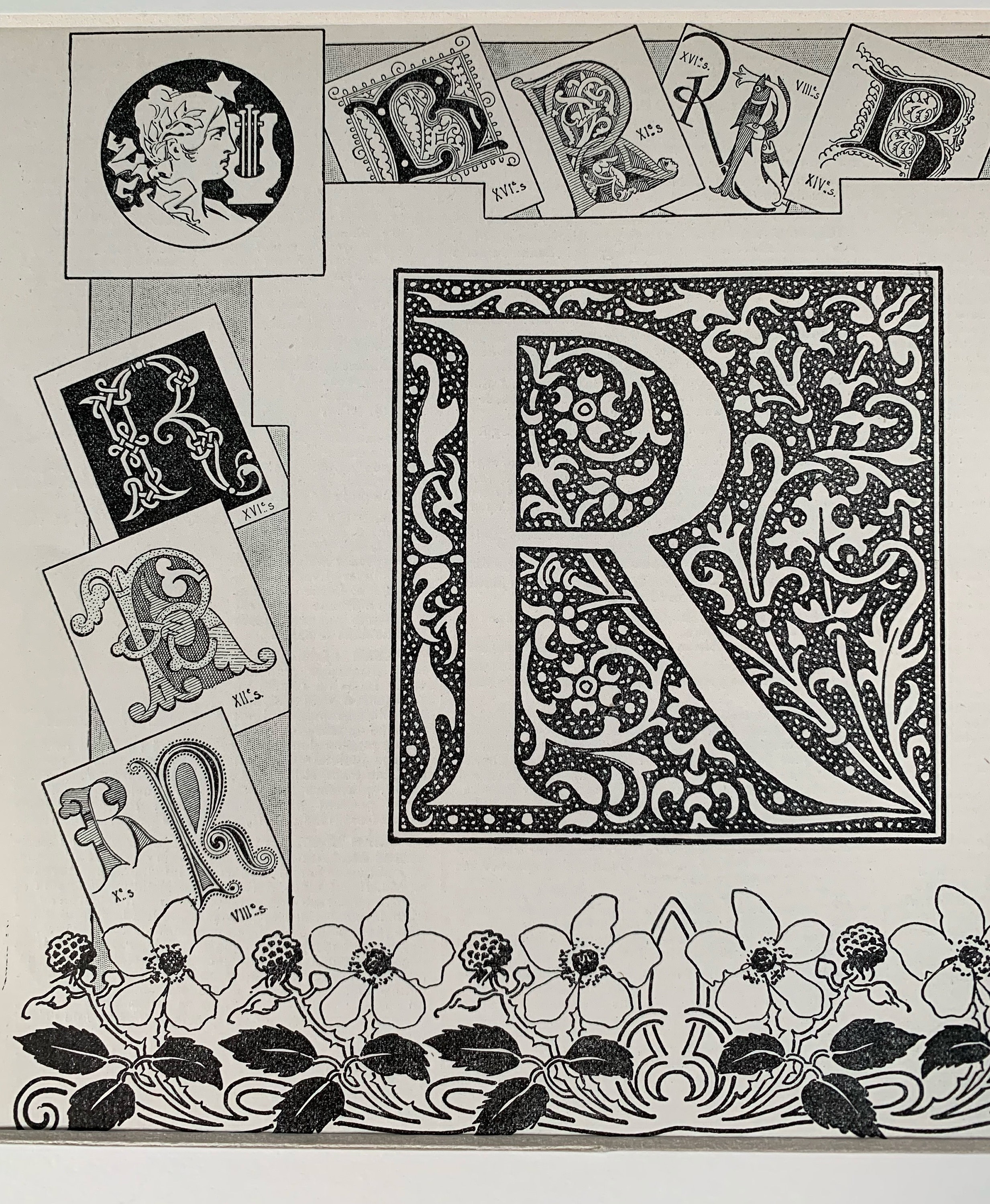 1890 年代のオリジナルアンティークフランス語の頭文字 R