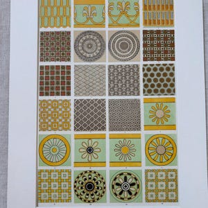 1868 Original Antique Large Chromolithograph - Nineveh/Persia - Decorative Art - Owen Jones - Mounted & Matted - 14 x 11 Inches