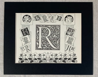 1890 年代のオリジナルアンティークフランス語の頭文字 R