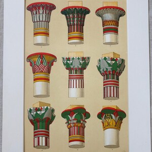 1868 Original Antique Large Chromolithograph - Egyptian - Decorative Art - Owen Jones - Available Mounted & Matted - 14 x 11 Inches