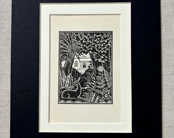 1925年オリジナルヴィンテージアランボールド木版画イラストプリント