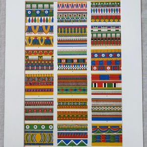 1868 Original Antique Large Chromolithograph - Egyptian - Decorative Art - Owen Jones - Available Mounted & Matted - 14 x 11 Inches