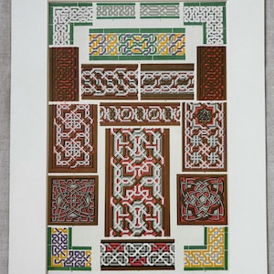 1868 Original Antique Large Chromolithograph - Moresque - Decorative Art - Owen Jones - Available Mounted & Matted - 14 x 11 Inches