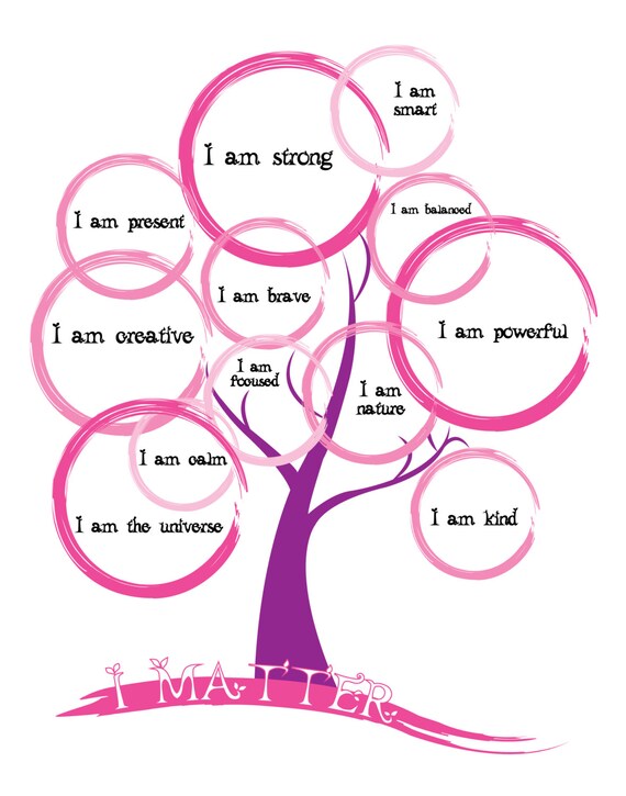 Tree Print with Affirmations Mindfulness Art | Etsy