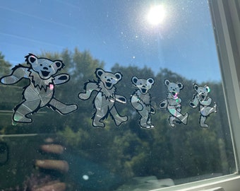 Jerry Bear Dancing Bear Grateful Dead Suncatcher Window Cling Decals •  Gift Stickers