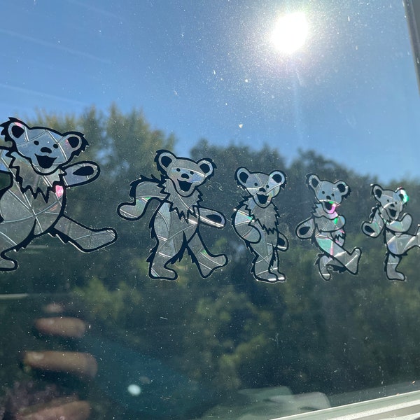 Jerry Bear Grateful Dead Suncatcher Window Cling Decals •  Gift