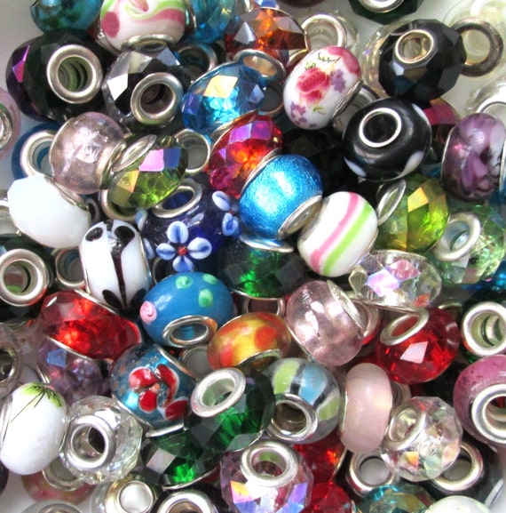 Wholesale Lot 30 Piece Mix European Large Hole Beads 6 Assorted Packages Etsy