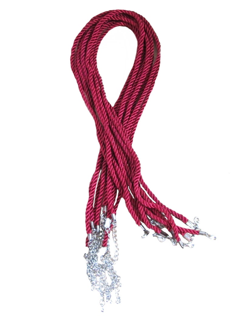 Wholesale Lot ~ 20/'/' Silky Twisted Necklace Cord with 2 Extension Chain ~ 5 Colors ~ 25pcs or 50pcs
