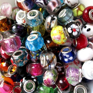 Wholesale Lot 50 European Large Hole Glass Beads Lampwork Facets
