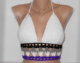 Pride Colors Crochet Halter Top Your Choice LGBTQ, Pansexual, Asexual, Transgender, Bisexual. Agender & More Made to order