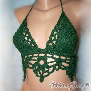 Custom Crochet Halter Top Made to order Size AA to DDD Crop Top Festival Wear Midriff Yoga, Rave Top image 1