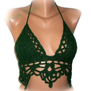 Custom Crochet Halter Top Made to order Size AA to DDD Crop Top Festival Wear Midriff Yoga, Rave Top image 4