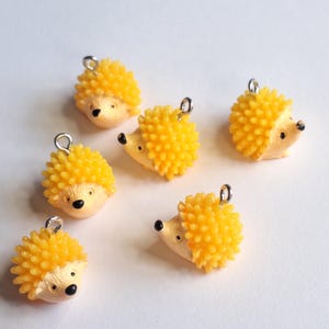 6 Cute Hedgehog Charms for Jewelry, Scrapbooking and more (y)