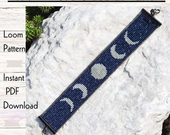 Patrón de cuentas para pulsera de fases lunares: cuentas de semillas Miyuki Delica (patrón en PDF)