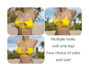 Sexy Crochet Star Bralette Top Your choice of color and size.   Festival Top, Beach Wear