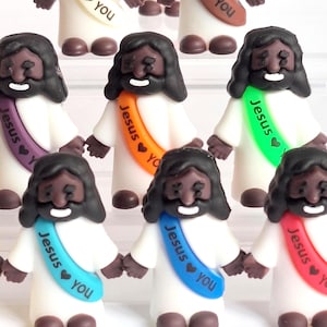 Mini Black Jesus Figure: With or Without Gift Bag or Jump Ring for Jewelry, Craft or Gift